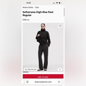 lululemon softstreme high rise pant